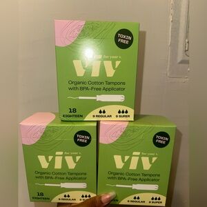 3 Viv for Your V Organic Cotton Tampons with BPA-Free Applicator | Toxin Free